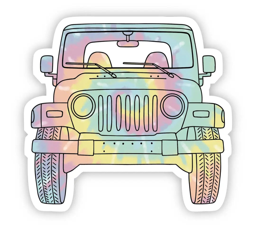 Tie Dye Jeep Front Aesthetic Sticker