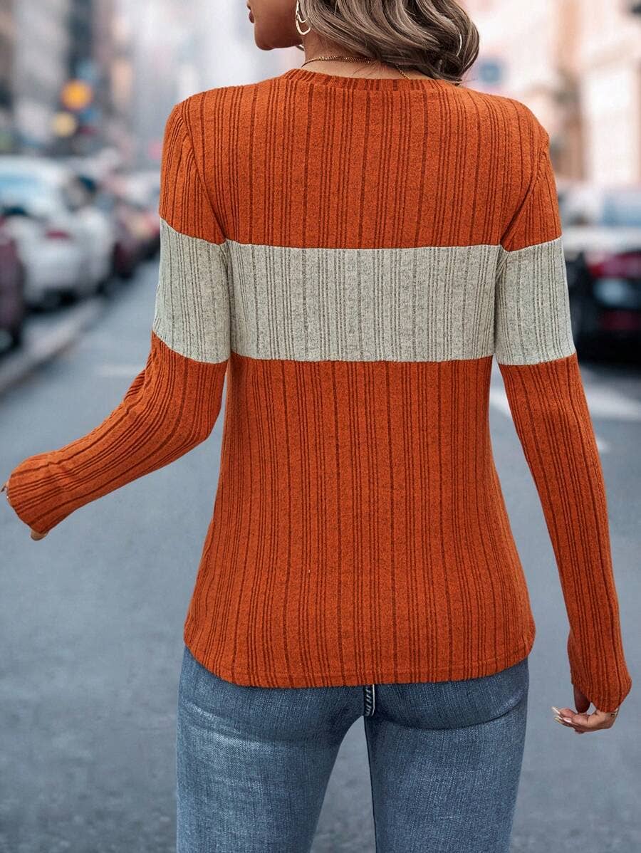 Loose casual color matching T-shirt