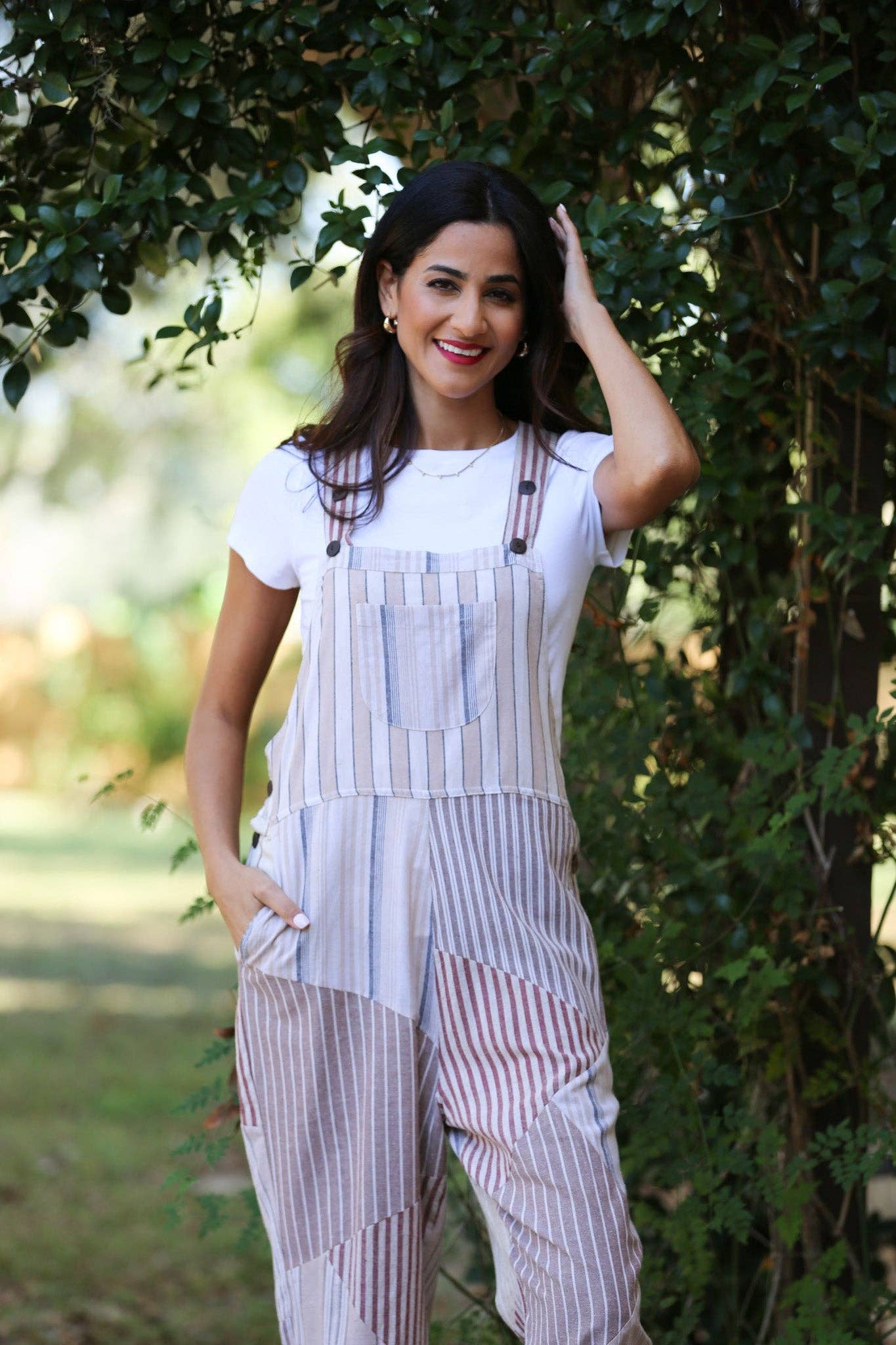 Ethereal Stripes Chic Patchwork Overalls / Jumpsuit