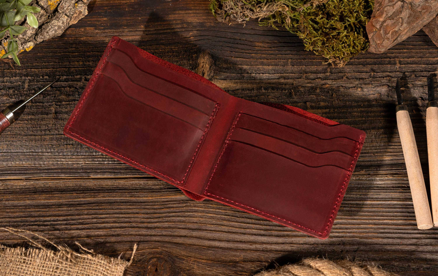 Leather Wallet, Bifold Wallet, Handmade Wallet for Men