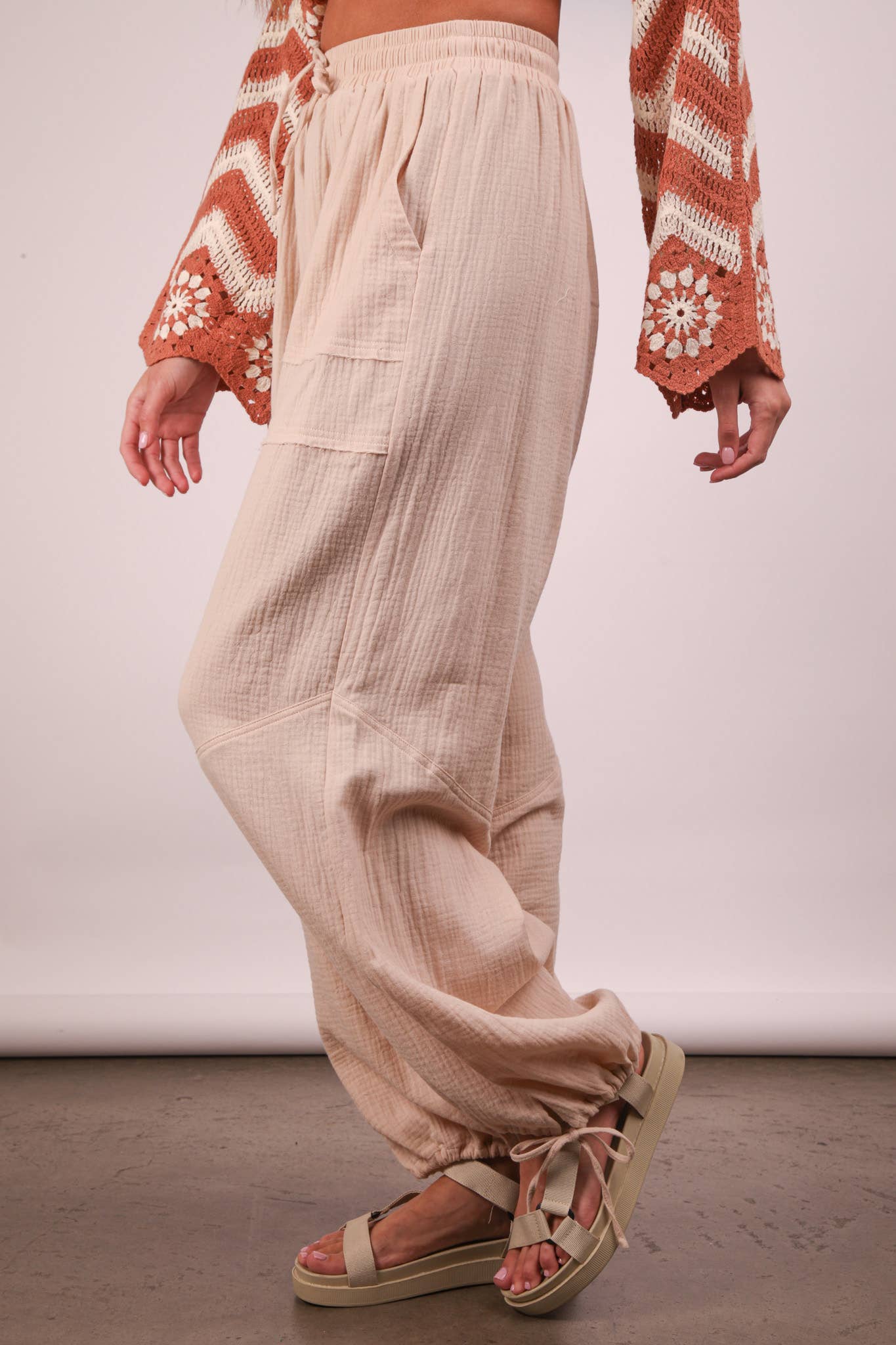 Wide Leg Gauze Solid Pants