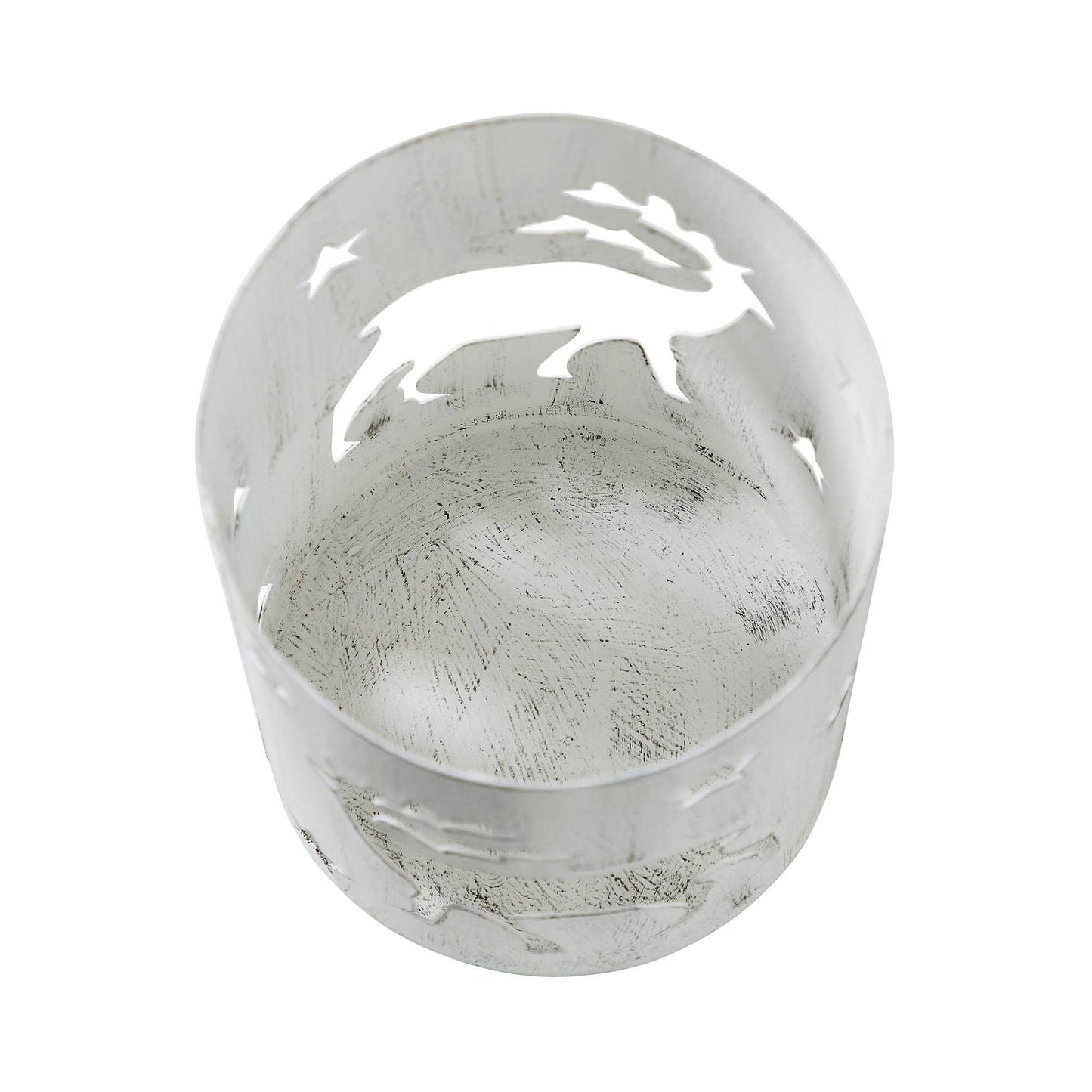 Votive Candle Holder Reindeer White 6x4.25x4.25