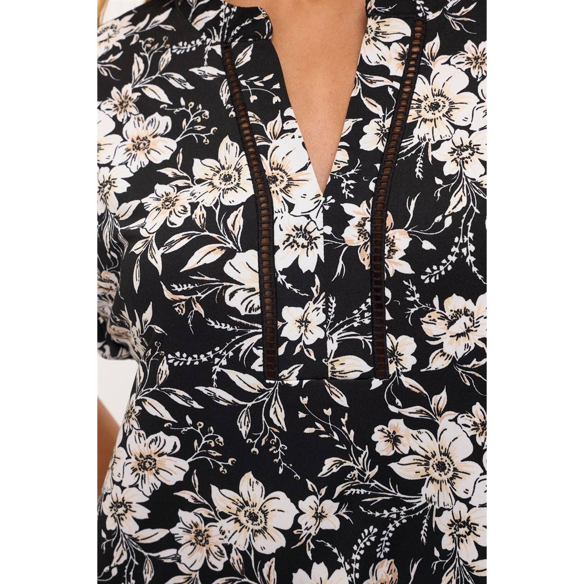 Floral Print Stretchy Knit Top