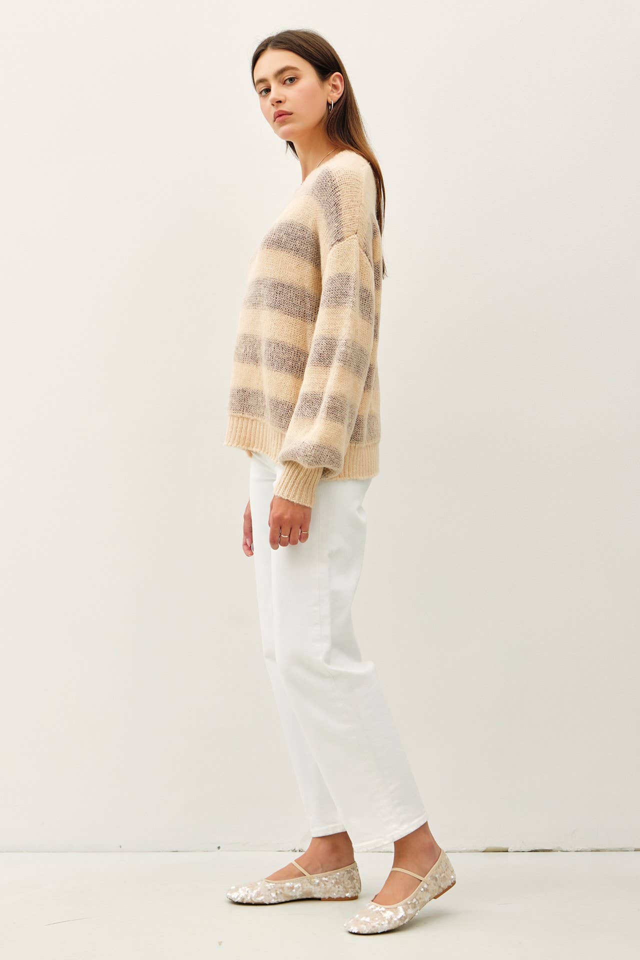 Wool Blend Large Striped Cozy Sweater