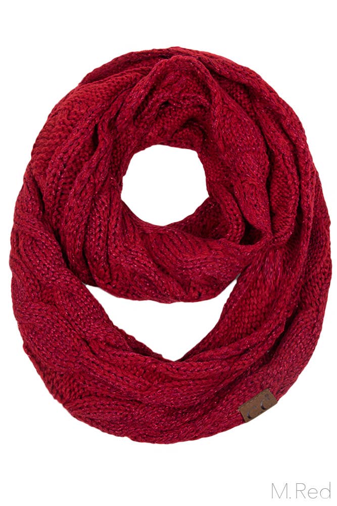 C.C Knitted Metallic Scarf: Teal/Teal