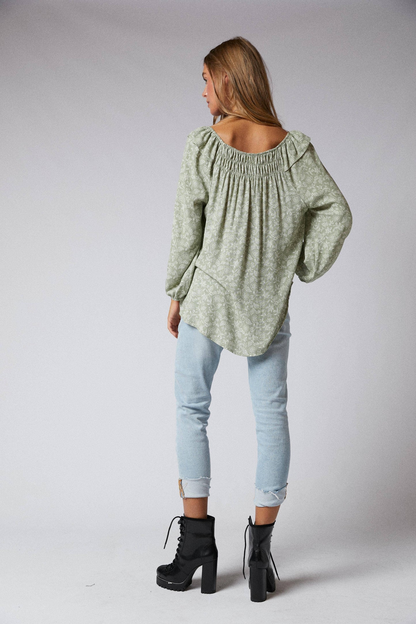 Ruffle Peasant Hi Low Top