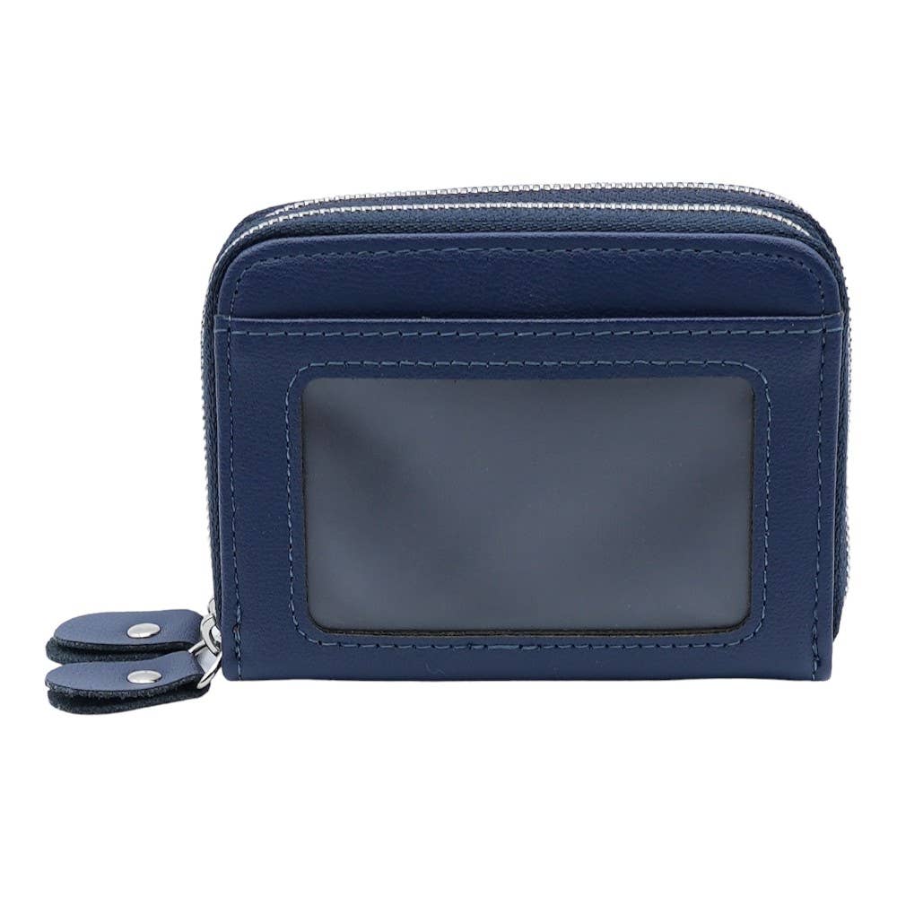 Leather Credit Card Holder with Zipper, Wallet for Women