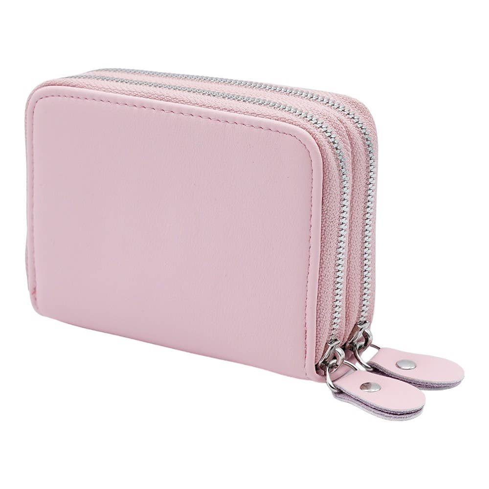 Leather Credit Card Holder with Zipper, Wallet for Women