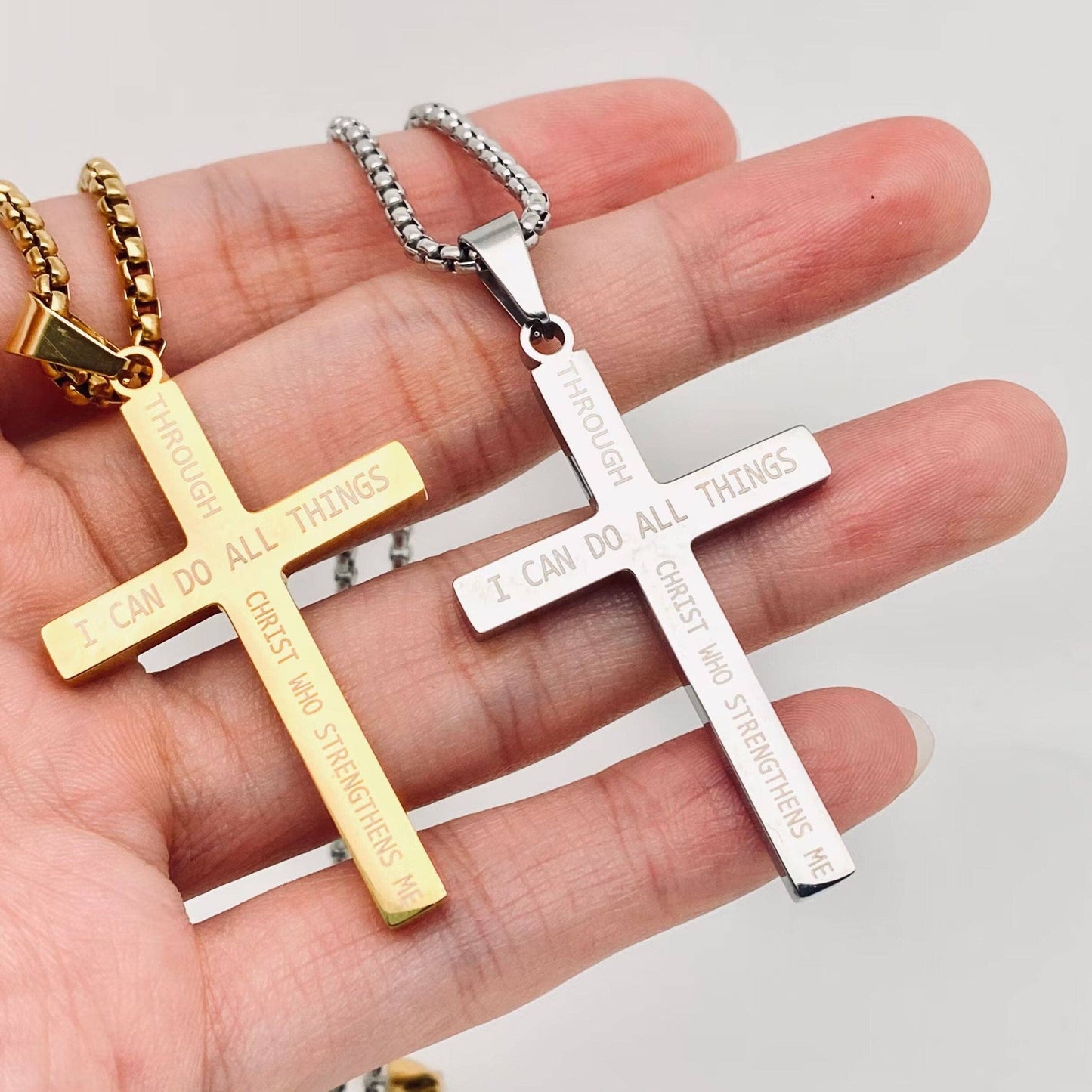 Stars and Stripe Flag Stainless Steel Cross Necklace