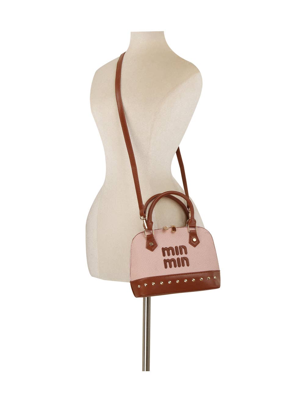 Stud Trim Dome Satchel: Tan
