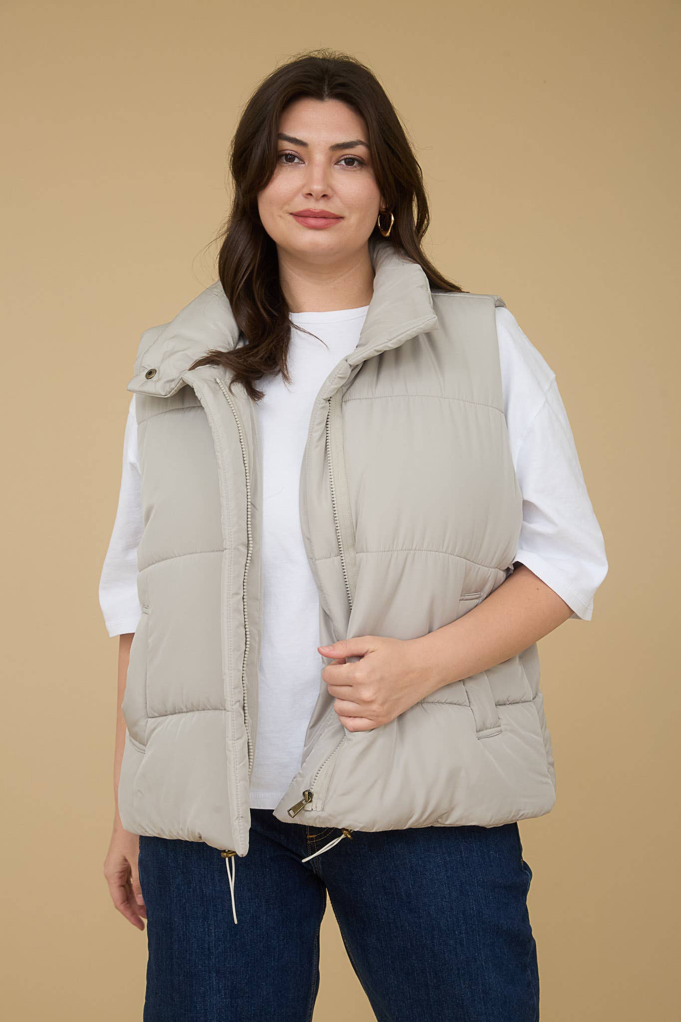 PLUS SOLID ZIP UP PUFFER VEST
