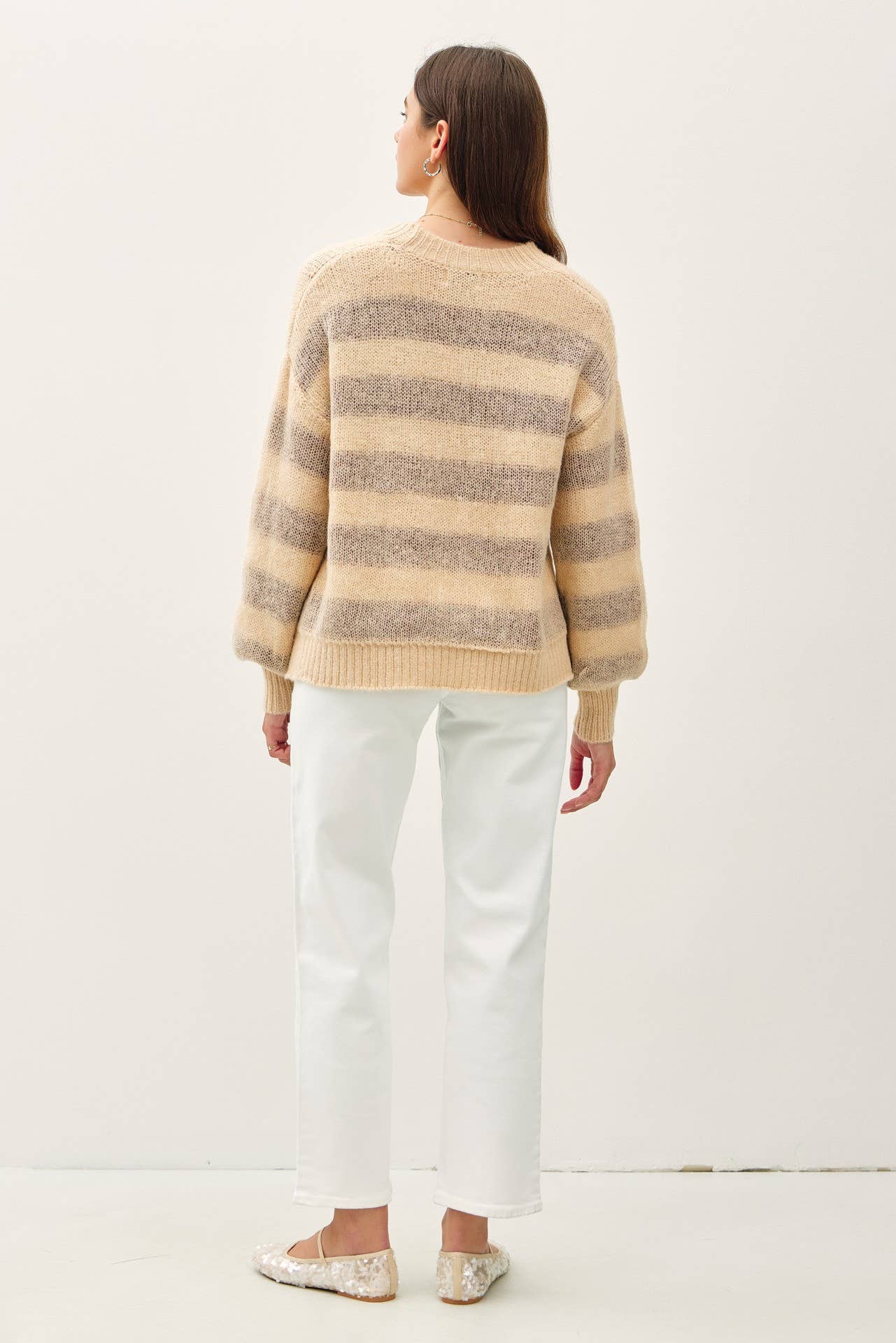 Wool Blend Large Striped Cozy Sweater