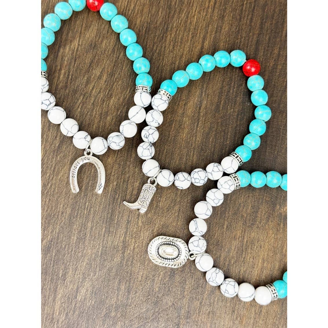 Western Cowboy Mix Charms with Turquoise Bracelets