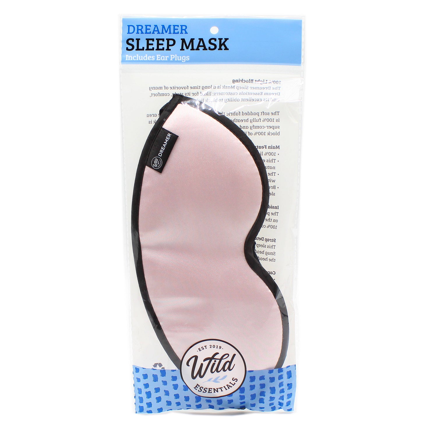 Dreamer Sleep Mask Wide Band Peacefully Pink