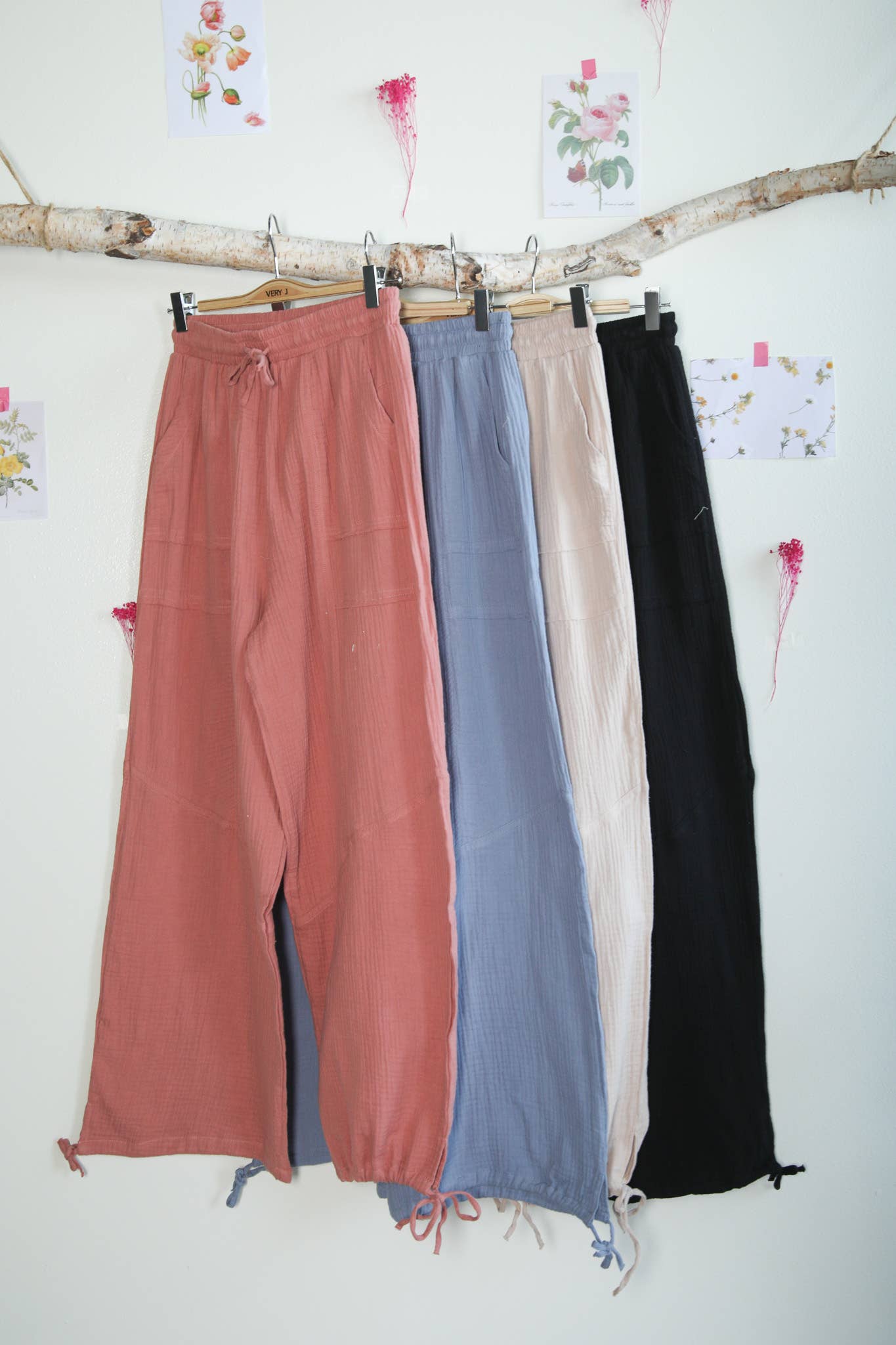 Wide Leg Gauze Solid Pants