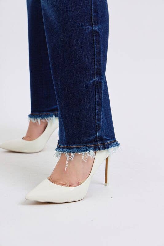 Judy Blue Mid Rise Straight Leg with Fray Hem - PLUS