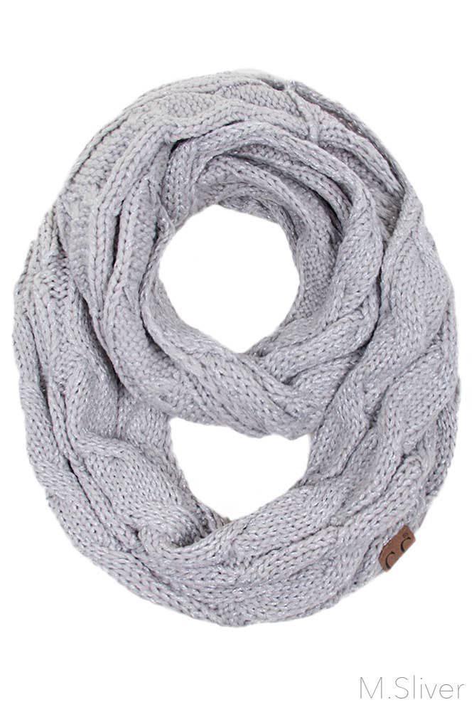 C.C Knitted Metallic Scarf: Teal/Teal