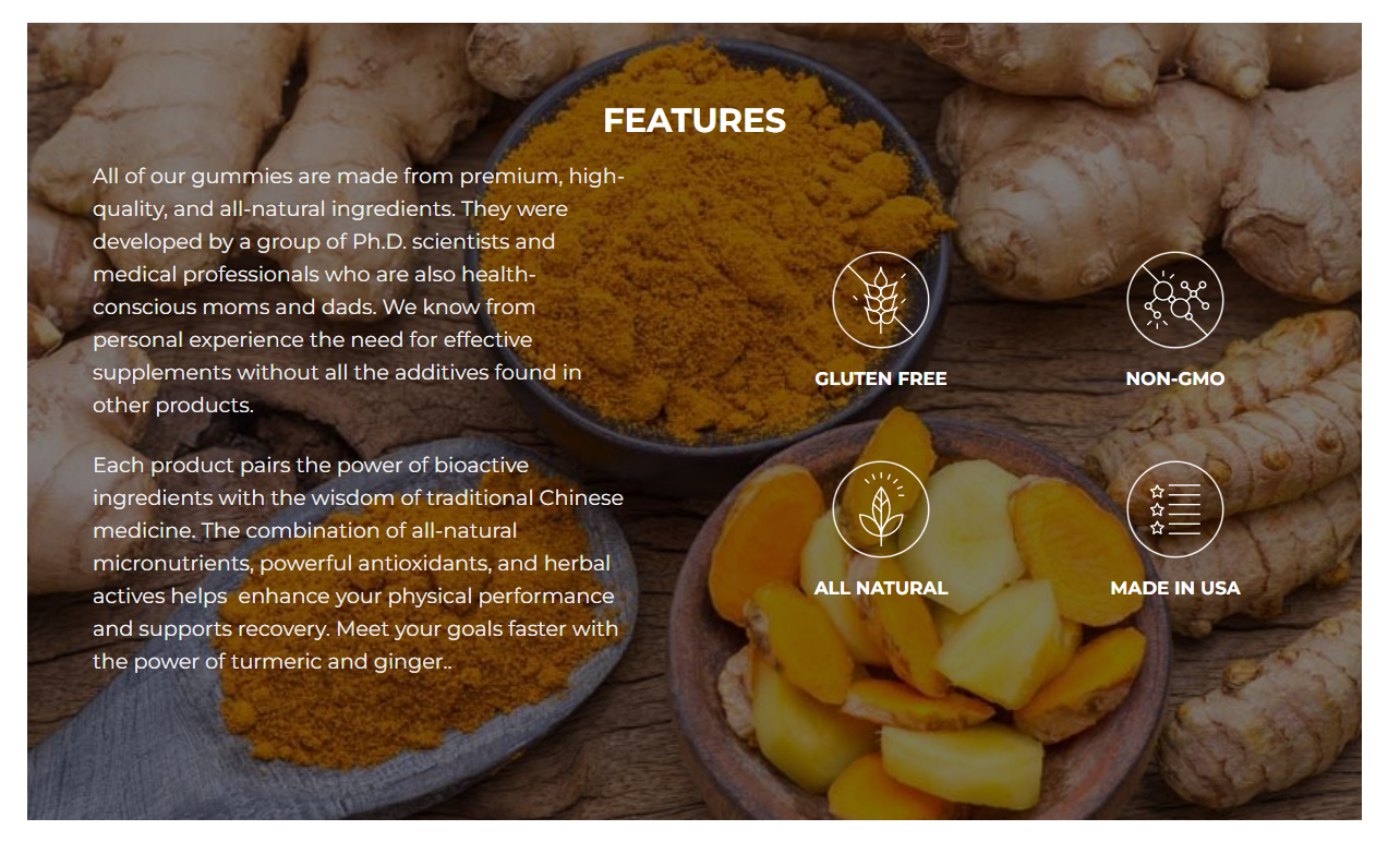 Golden Glow Turmeric & Ginger Gummies One Packet (4 days supply) SUGAR FREE