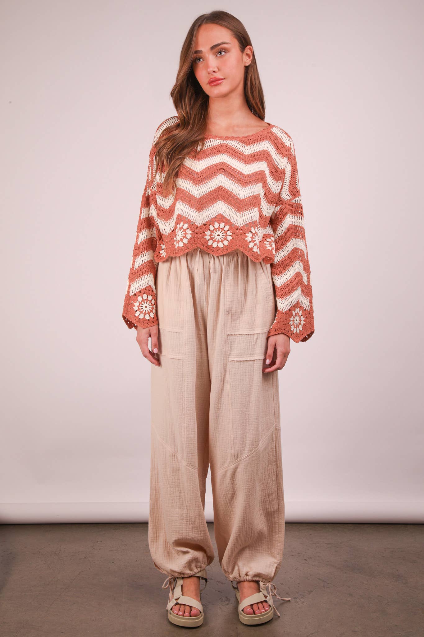 Wide Leg Gauze Solid Pants
