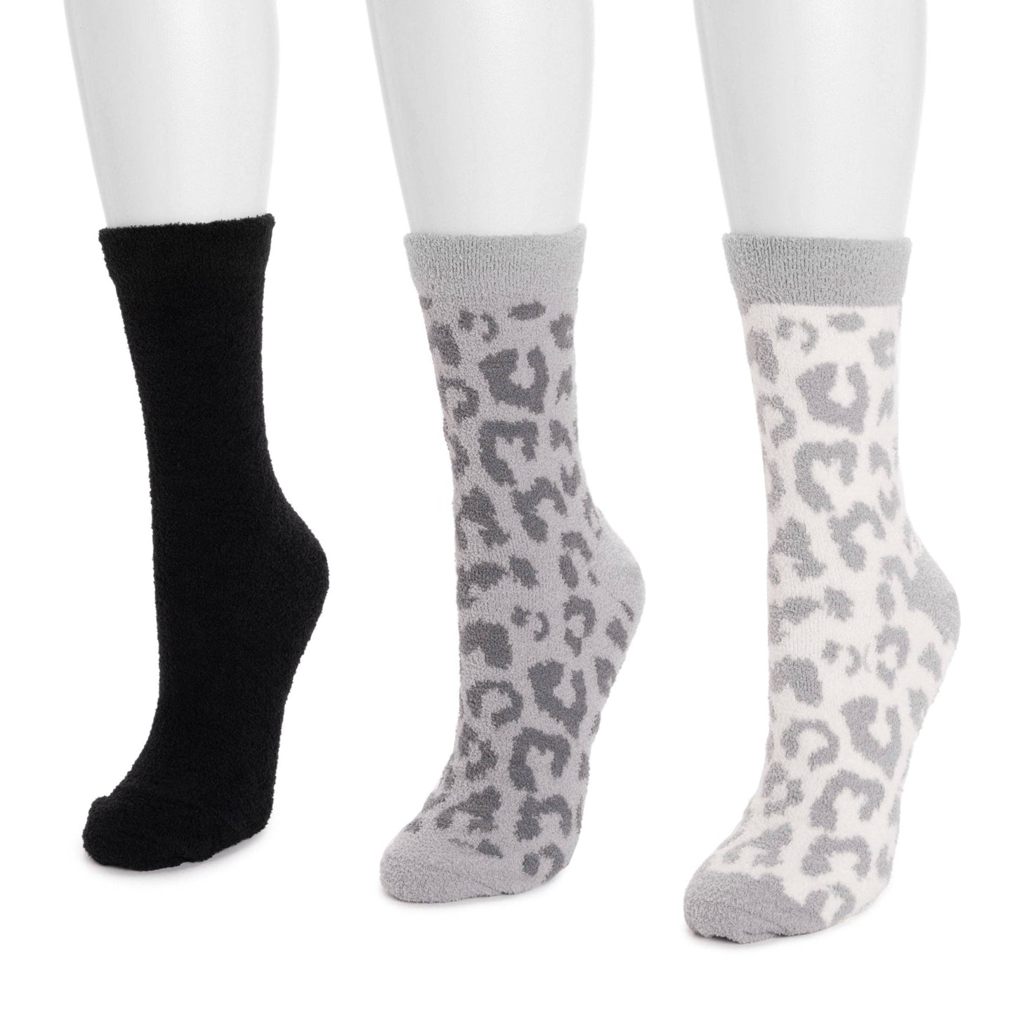 Muk Luks Women's 3 Pack Cozy Compression Crew Socks