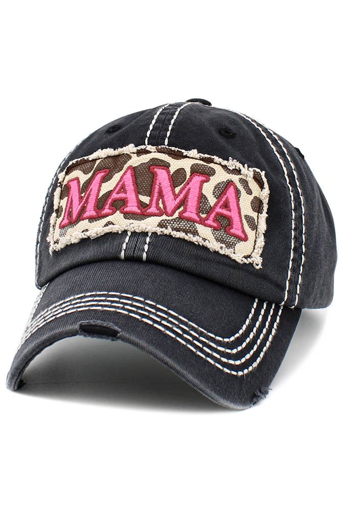MAMA Leopard Vintage Baseball Cap: Yellow