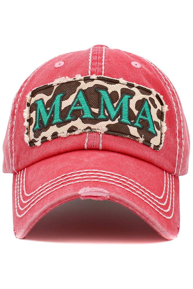 MAMA Leopard Vintage Baseball Cap: Yellow