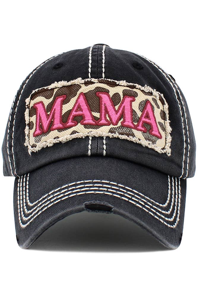 MAMA Leopard Vintage Baseball Cap: Yellow