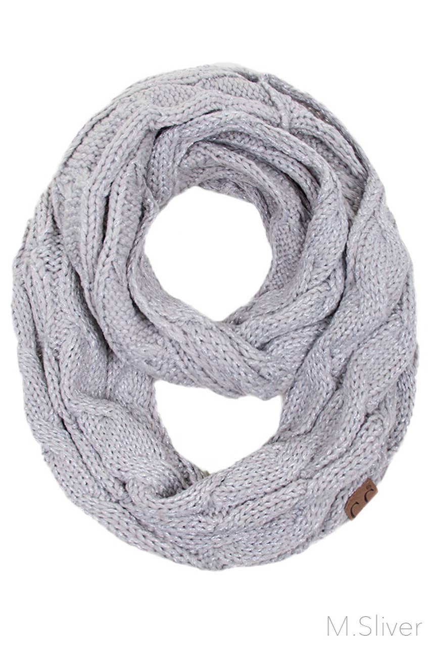C.C Knitted Metallic Scarf: Teal/Teal