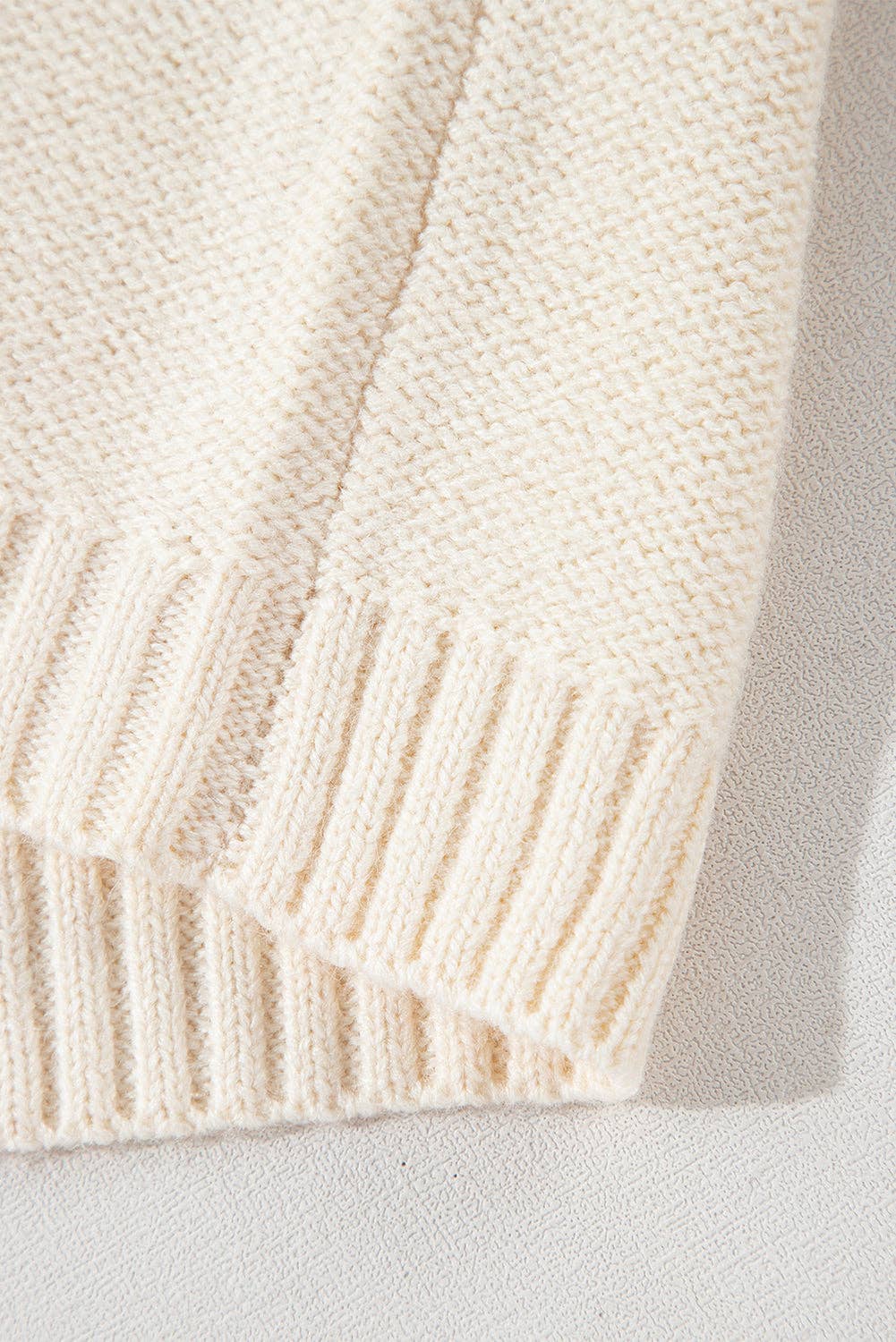 Colorblock Cable Knit Sweater with Pocket & Drop Shoulder