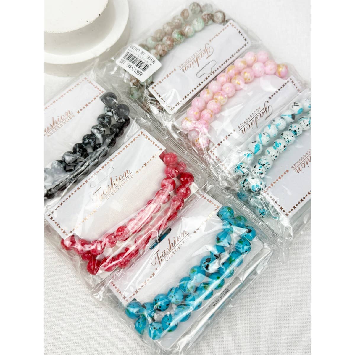 Multi Tone Beaded Stretch Glass Bracelets