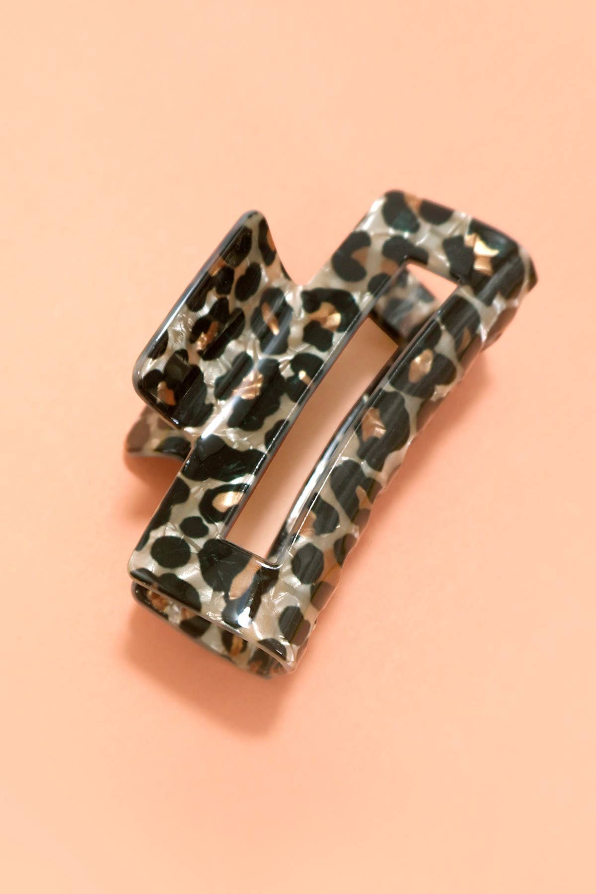 Rectangle Leopard Animal Hair Design Claw Clip
