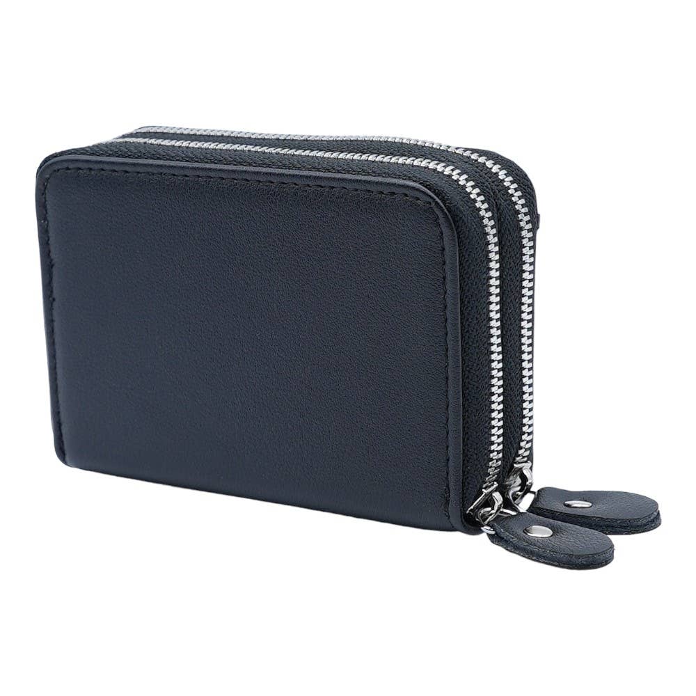 Leather Credit Card Holder with Zipper, Wallet for Women