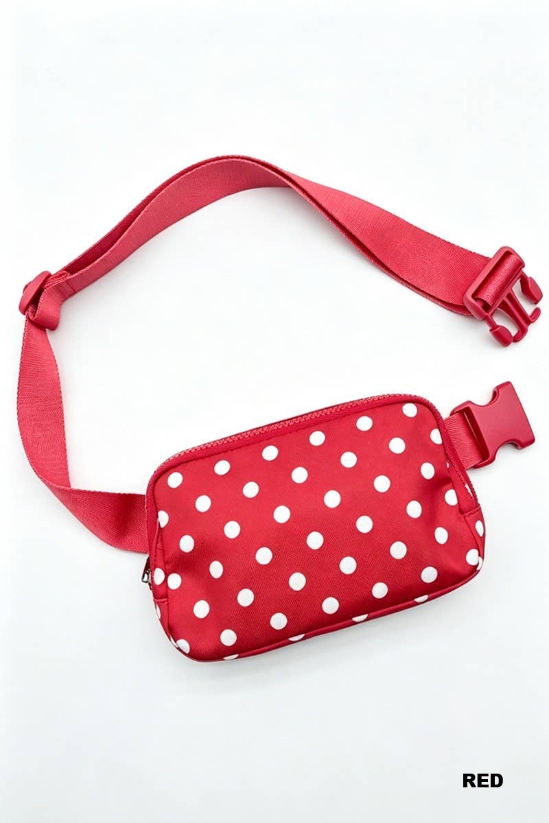 Polka Dot Everywhere Fanny Pack Bag: BLACK