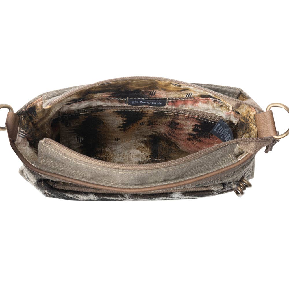 Aztec Hide Western Crossbody Bag for Women in olive with hairon detail