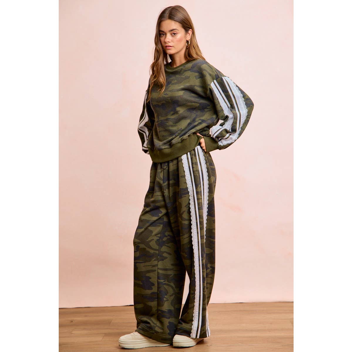 Camoflauge French Terry Lace Sweatshirt