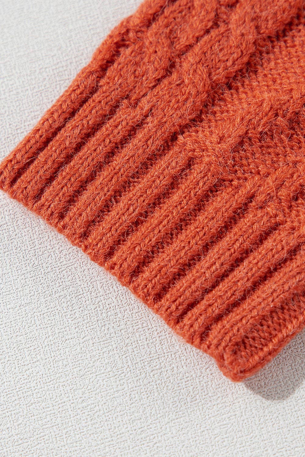 Colorblock Cable Knit Sweater with Pocket & Drop Shoulder