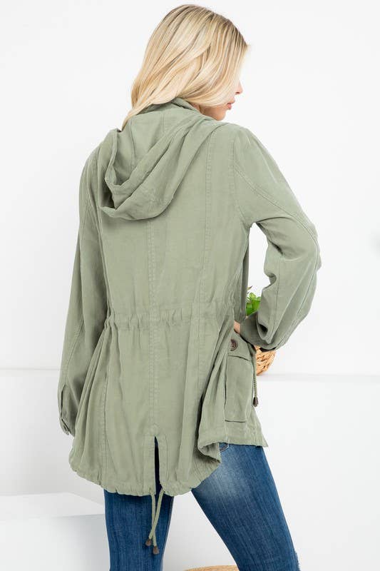 Hooded Anorak Jacket With Cargo Pockets