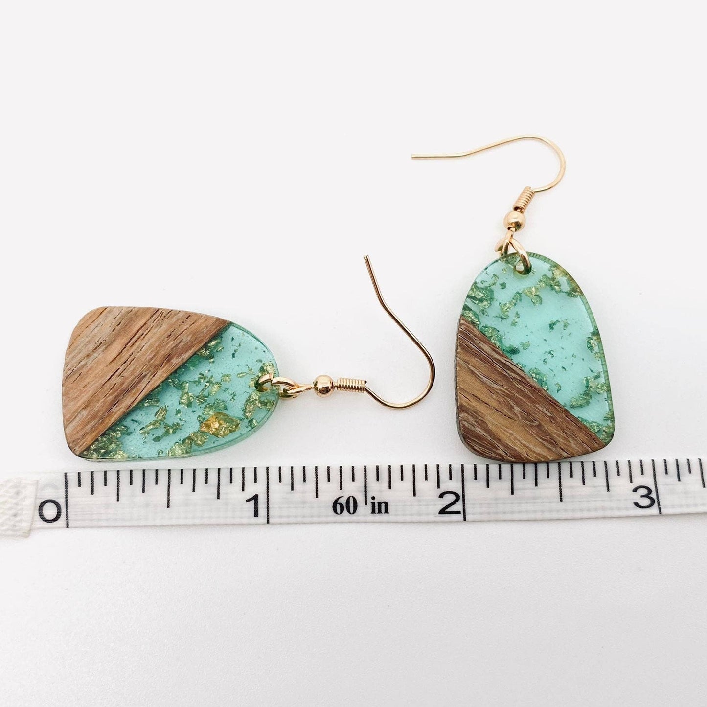 Wood and Resin Bonding Geometric Pendant Dangle Earrings