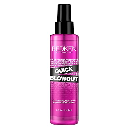 Redken Quick Blowout Heat Protectant Spray For All Hair Types - Smooths & Adds Shine, Lightweight Blowdry Styling Primer with Heat Protection 1 oz
