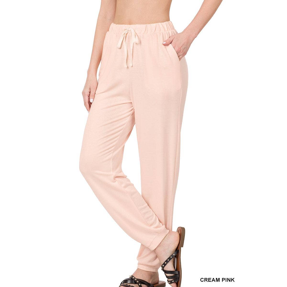 FRENCH TERRY DRAWSTRING WAIST JOGGER PANTS