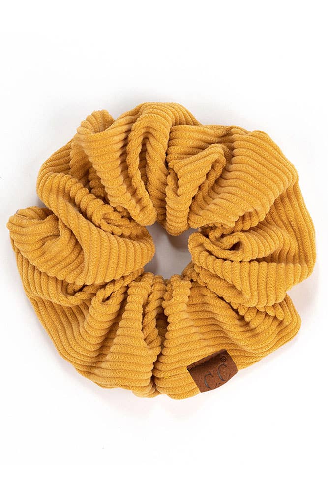 C.C Corduroy Solid Color Soft Scrunchies Mustard