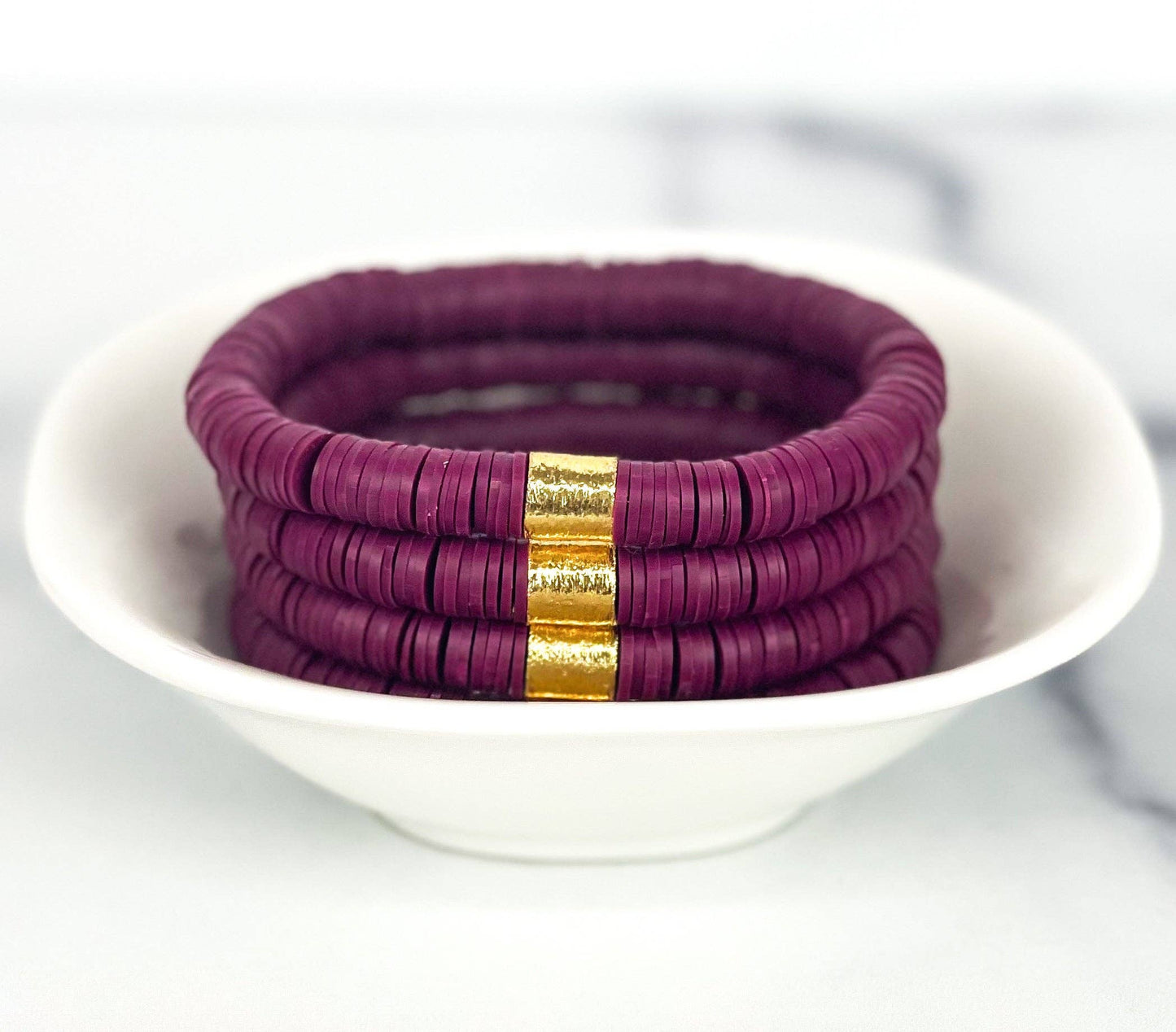 Heishi Color Pop Bracelet "Maroon"