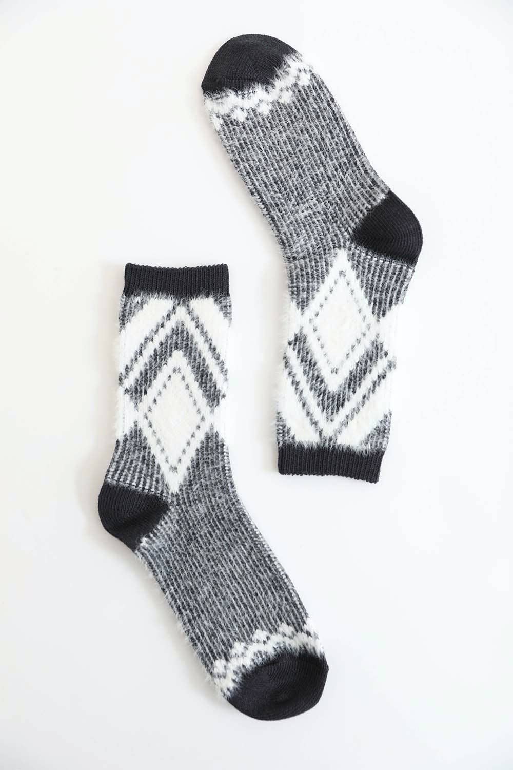 Women's Faux Mohair Diamond Pattern Socks