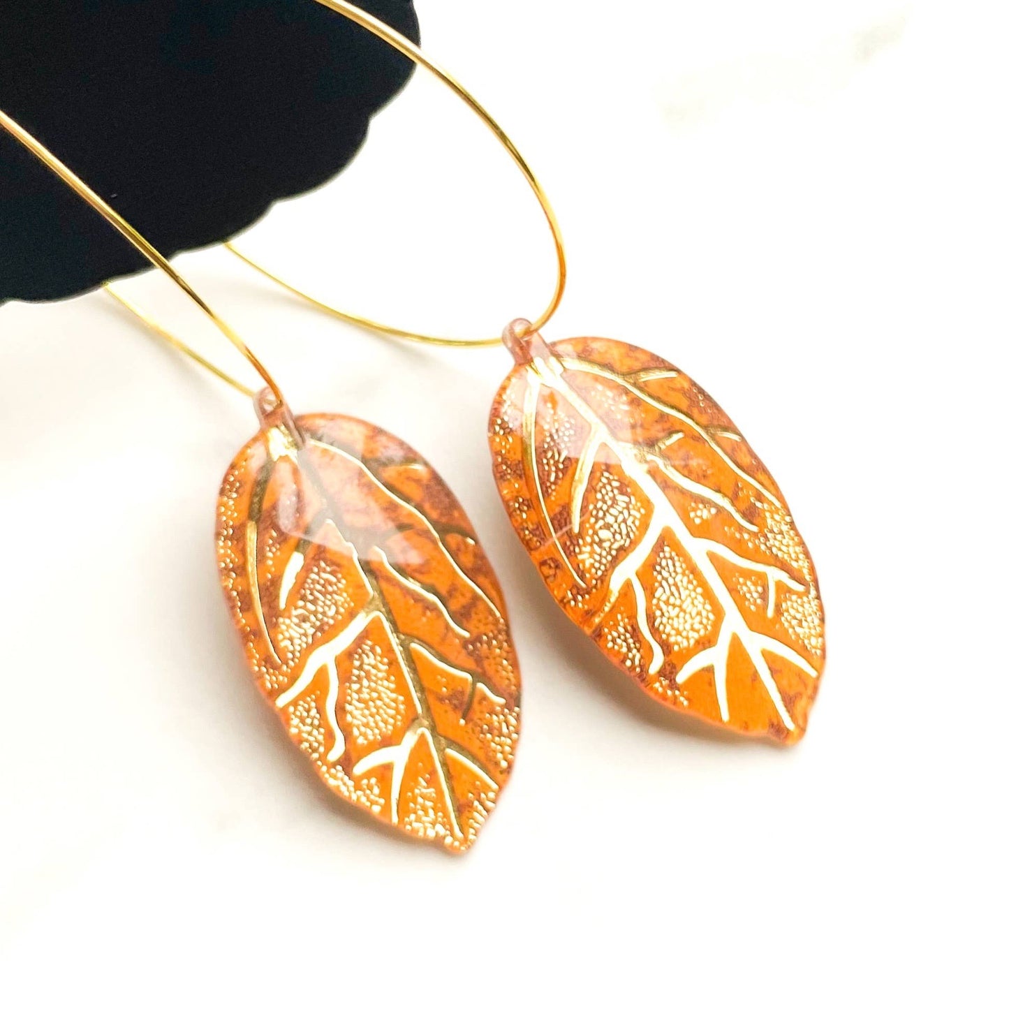 Fanciful Hoops in Amber Leaves