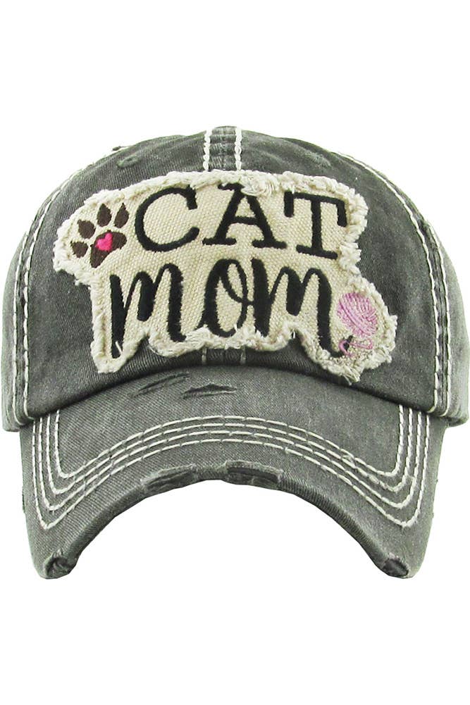 Hana - CAT MOM Washed Vintage Baseball Cap