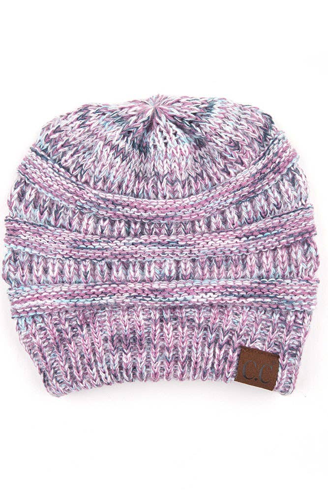C.C Multicolor Soft Ribbed Knit Beanie