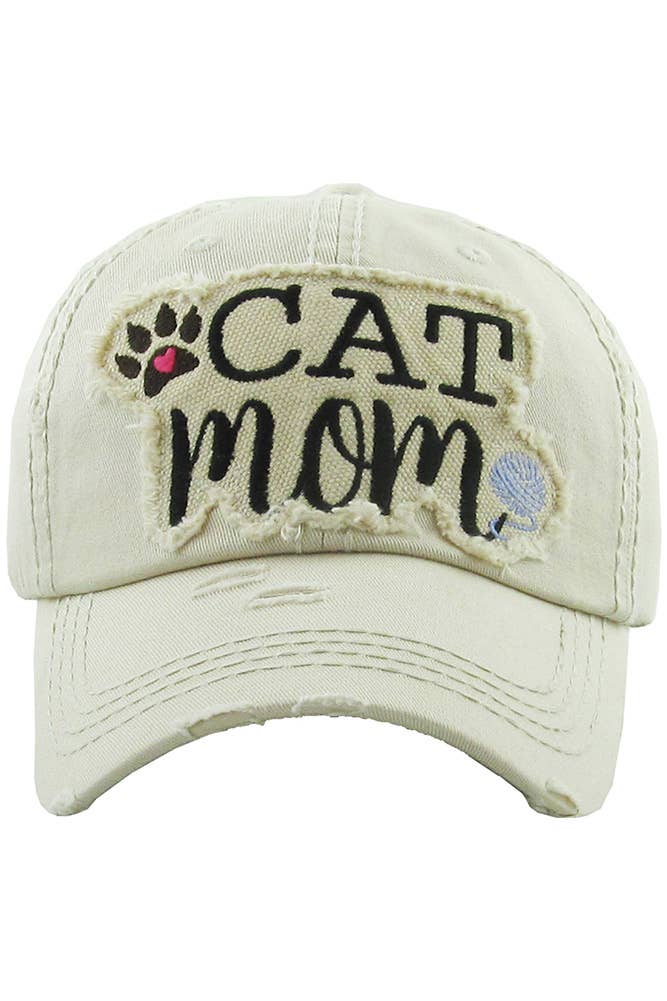 Hana - CAT MOM Washed Vintage Baseball Cap