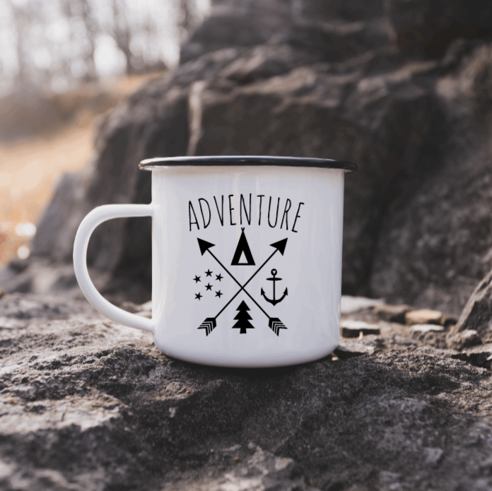Adventure (Camping Compass) Enamel Camp Mug
