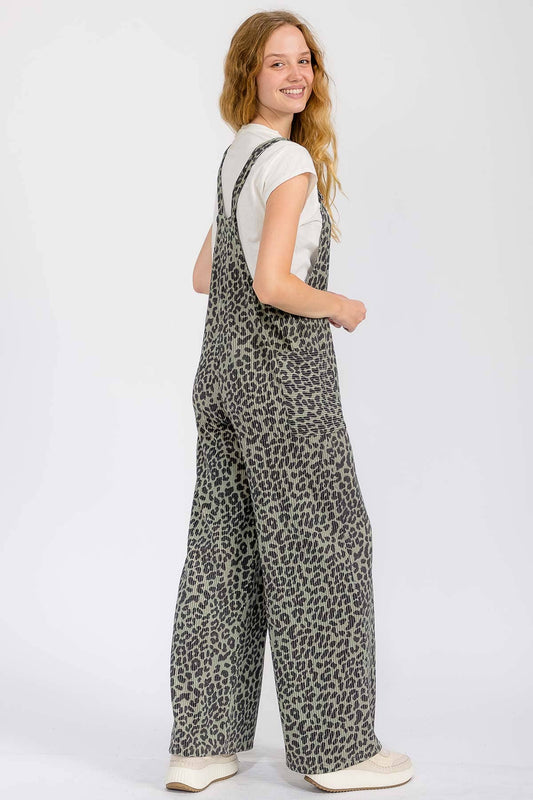 Animal Print Overall Jumpsuit