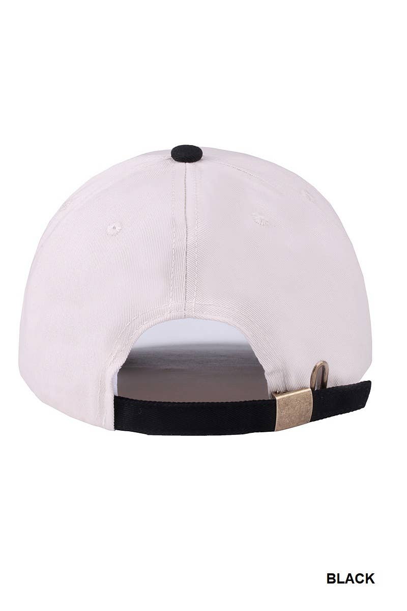 On My Worst Behavior Two Tone Canvas Cotton Cap: BLACK